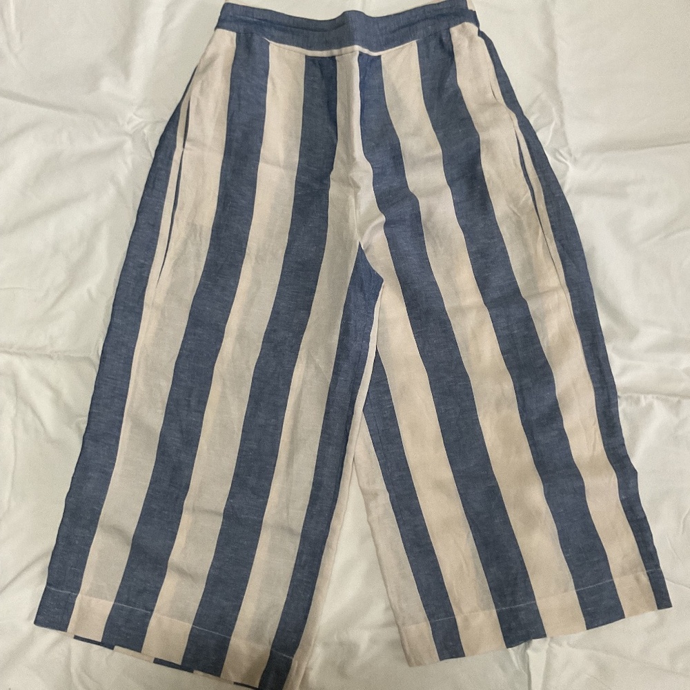 Madewell women linen blend cropped pants size M